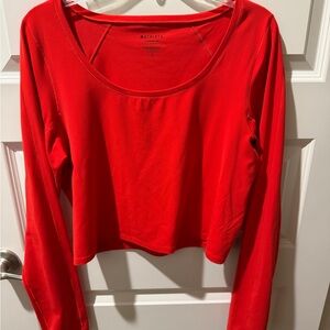 Athleta Bright Red Long-Sleeve Transcend Top Size XL